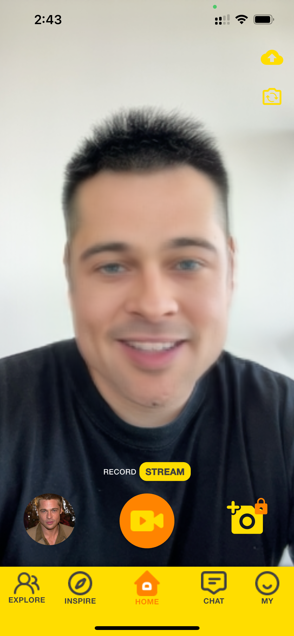 Step 2: Stream directly from Amigo AI mobile app with face swap technology